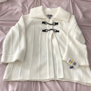 NEW white soft cotton open sweater